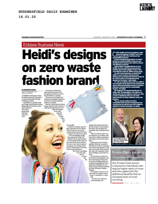 Huddersfield Daily Examiner | Zero Waste Kids Jumpers | 16th January 2020